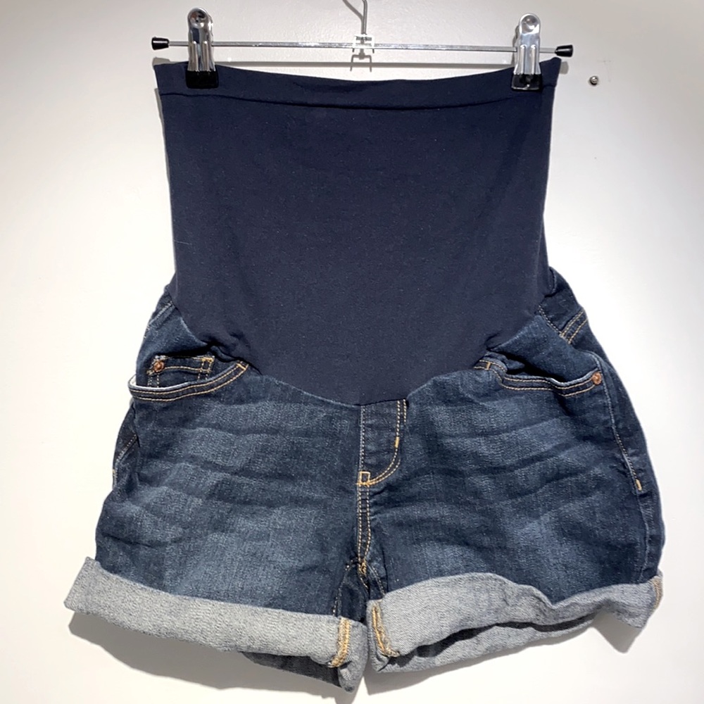 Indigo blue maternity shorts